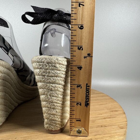 Coach Womens Monogram Canvas  Slingback Wedges Grey Size 8.5 Peep Toe‎ Maritza - Picture 6 of 9